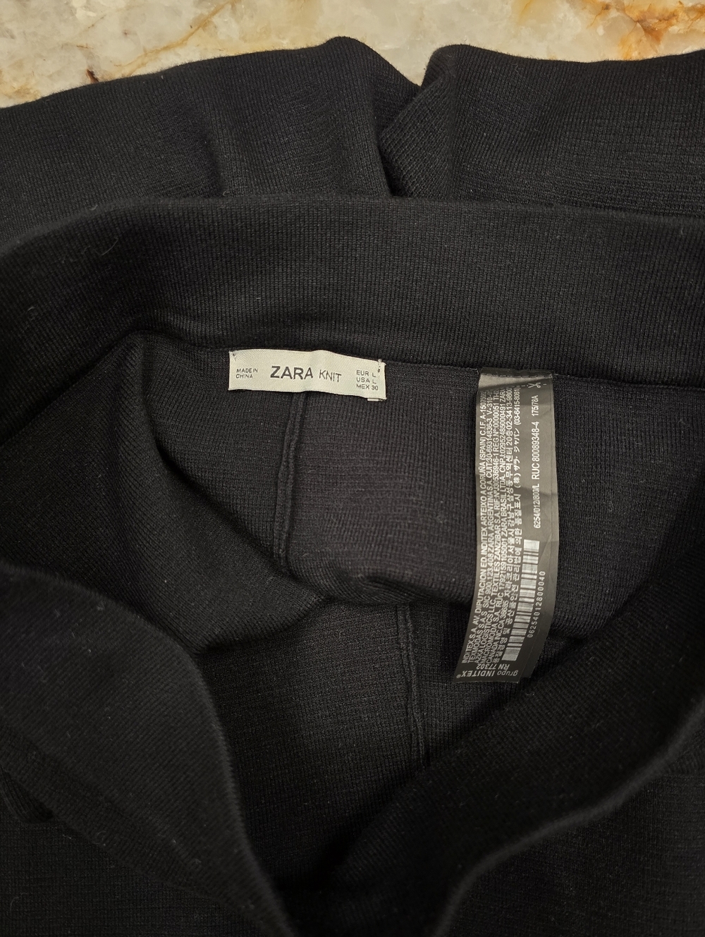 Zara Knit Long Cardigan Jacket Flare Pants Set Pearl Buttons Black L - Picture 10 of 16